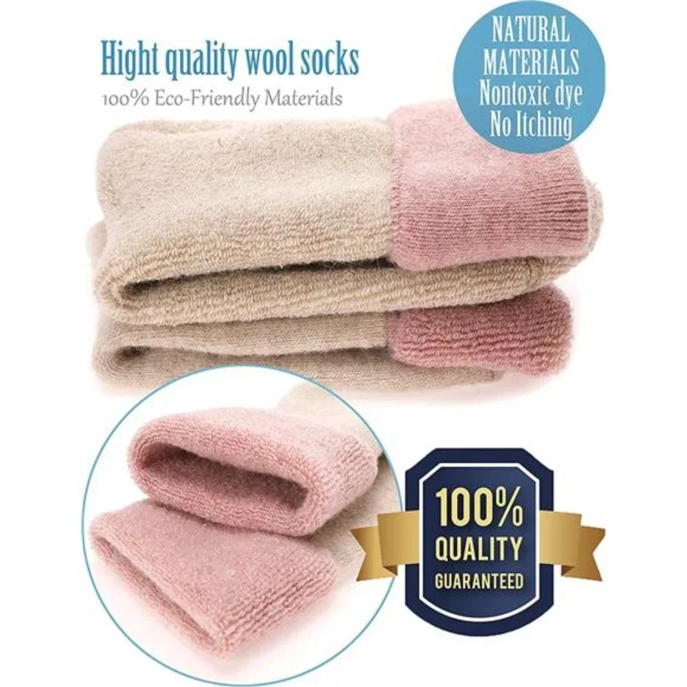 5 Pairs Wool Thermal Boot Crew Socks